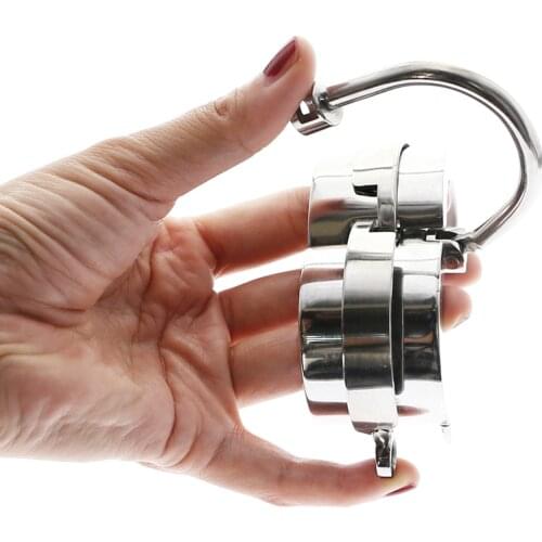 BDSM Metal Ball Stretcher lock cock ring Weight Scrotum Pendant Cock Ring Penis Restraint Cock Stretcher Fetish cock rings