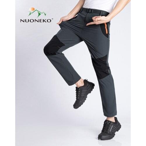 NUONEKO Quick Dry Hiking Men Pants Outdoor Sport Elastic Waterproof Breathable Camping Trekking Climbing Men Trousers PNT09