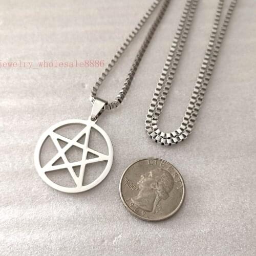 GNAYY five-pointed star pendant stainless steel fashion charms necklace box chain 2.4mm 20-30 inch