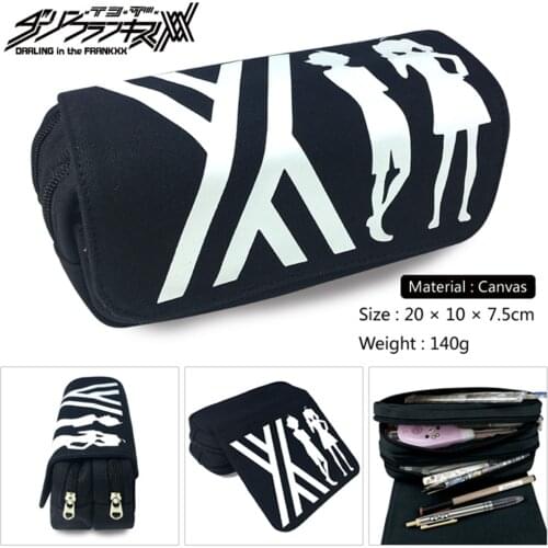 Pencil Case Anime DARLING In The FRANXX Canvas Casual Student Makeup Bag Pen Bag Cartoon Cosmetic Bag School Office