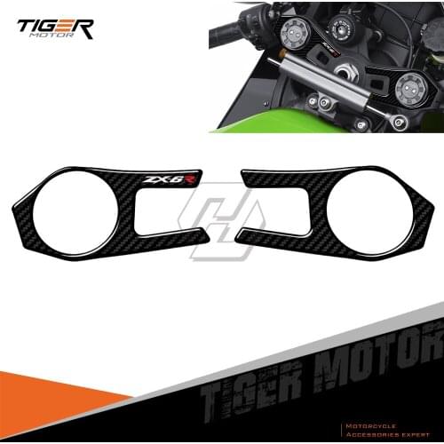 For Kawasaki ZX6R ZX-6R 2009-2011 3D Carbon Fiber Triple Tree Yoke Cover Protector Tank Pad