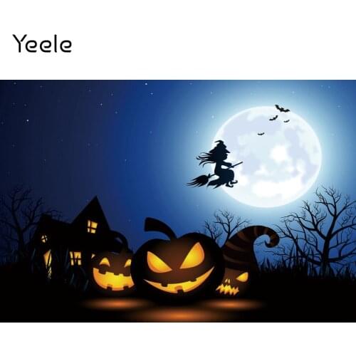 Yeele Halloween Backdrops Moon Witch Pumpkin Lantern Baby Portrait Photocall Background Photographic Photography Photo Studio