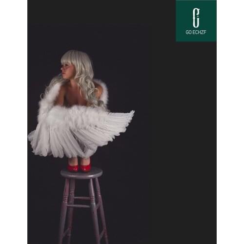 Customzied Unique White Large Size Angel Devil Feather Wings T stage Party Performance COSPLAY Props Halloween Costume