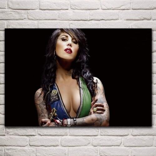 Cool sexy tattooed woman artistic girl portrait living room decor home art decoration wood frame fabric poster KM031