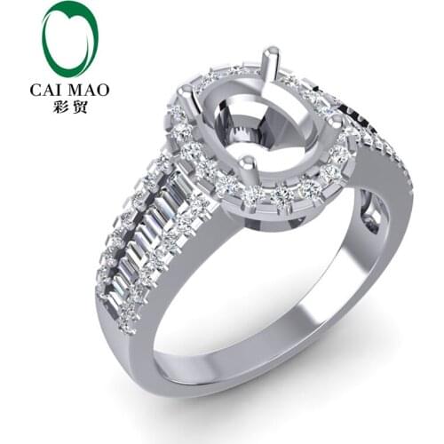 14k White Gold 6x8mm Oval Diamond Semi Mount Engagement Ring Setting For Anniverary