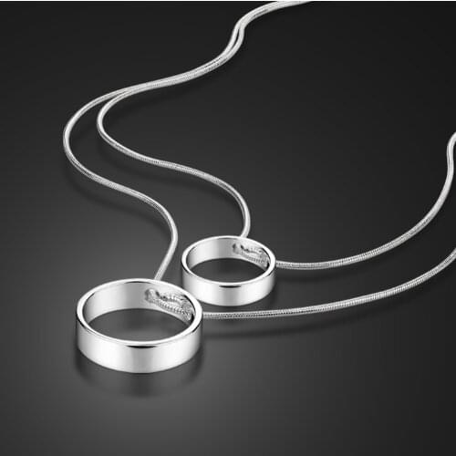 Minimalism 100% 925 Sterling Silver Necklace Fashion Women Men Geometric Circular Pendant Choker Couples Jewelry Gifts