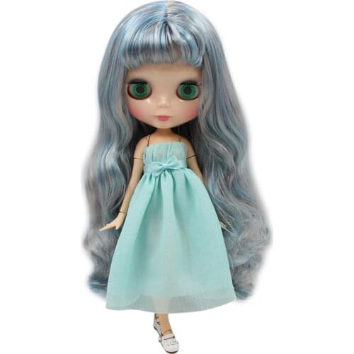 ICY DBS Blyth doll natural skin Dreamy blue mixed long curly hair with bangs joint body 1/6 BJD BL6227/2023