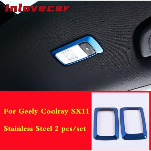 For Geely Coolray SX11 2018 2019 2020 stainless steel interior styling Rear reading lights cover decoration accessories 2pcs