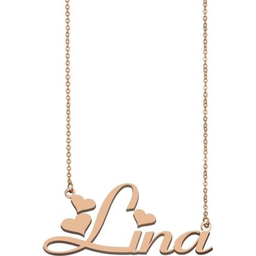 Lina Name Necklace Custom Personalized Necklaces for Women Girls Best Friends Birthday/ Mother Gold Stainless Steel Jewelry Gift