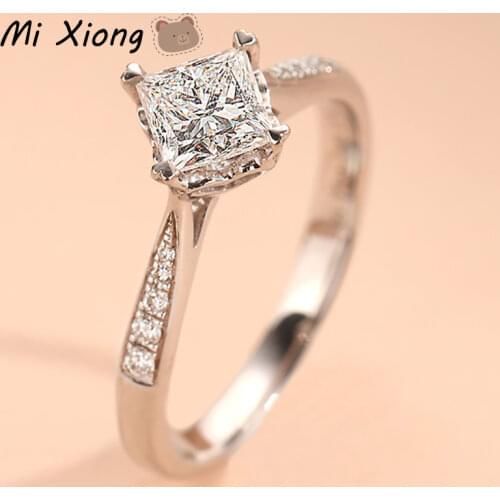 Mi Xiong s925 sterling silver crown crystal carat diamond ring luxury shine aristocratic charm ladies engagement brand jewelry