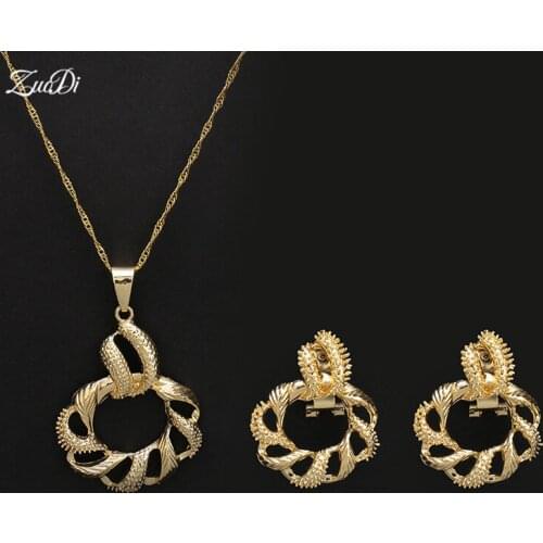 ZuoDi Fashion Trendy Anchor Alloy Gold Jewelry Set For Women Gift Earrings Necklace Pendant For Party Birthday Dubai Trendy