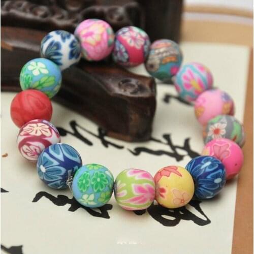 Fashion Charm Ceramics Multicolor Round Beads National Style Bracelet Original Design Bangle Hand Knitted Amulet Jewelry Gifts