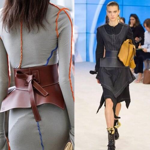 Fashion Classic Trendy Brand Luxry Design PU Leather Thin Waist Simplicity Wide Back Up Personalized Bow Belt 5 Color