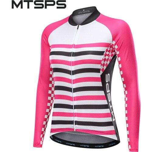 MTSPS Women Long Sleeve Cycling Jersey Polyester Bike Clothing Quick Dry Mtb Bicycle Clothes Female Riding Outdoor Sporswear