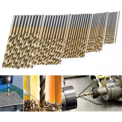 50Pcs HSS Titanium Coated Drill Bits High Speed Steel Drill Bit Set High Quality Power Drilling Tools for Wood 1/1.5/2/2.5/3mm