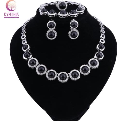 Simulated Pearl Bridal Jewelry Sets New Wedding Jewelry Ring Earrings Bracelet Necklace Sets for Women