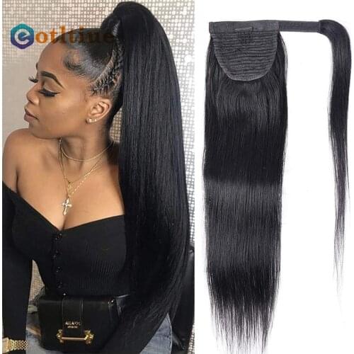 Eotltiue Ponytail Extension Wrap Around Straight Hair for Black Women Long Straight Ponytail Extensions 26 Inch Natural Black
