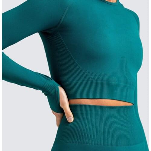 New Jersey seamless slim long sleeve Yoga Fitness suit yoga long sleeve shirt women long sleeve crop top yoga tops women