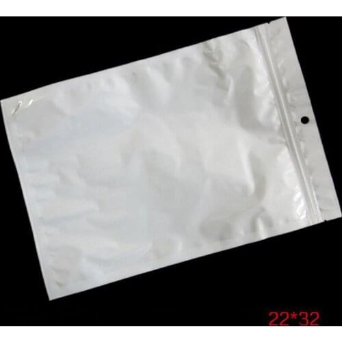 Wholesale 22*32cm White / Clear Self Seal Zipper Plastic Storage Package Bag, Zip Lock Bag Retail Packaging With Hang Hole