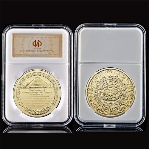 2021 Commemorative Coin Craft Mayan Calendar Aztec Mexico 1oz Gold Plated Souvenir Badge Collectible