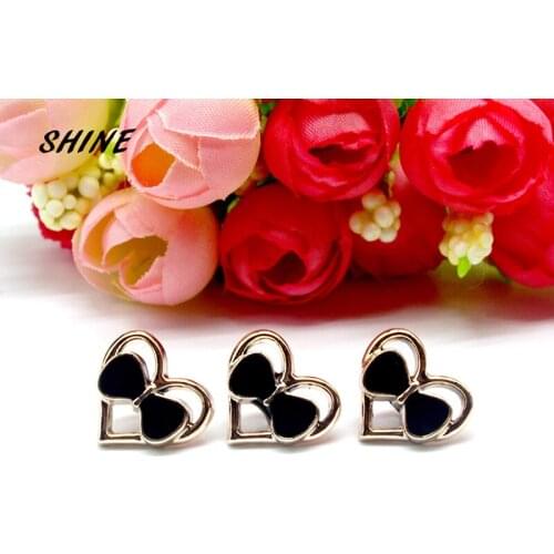 12PCs Plastic Sewing Buttons Scrapbooking Heart Single Hole Bowknot Pattern 14x13mm Costura Botones Decorate bottoni PL001