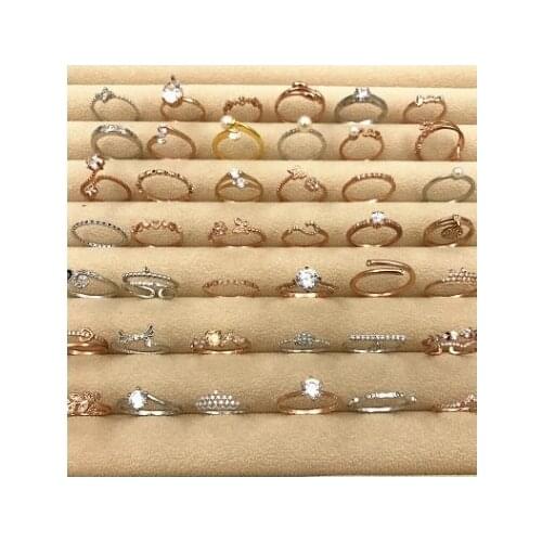 Gold plated mini inlay fine ring for color protection Engagement Rings Womens Eternity Wedding Band Rings For Female Rose Gold