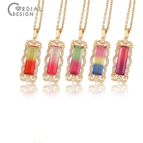 Cordial Design Fashion Jewelry/DIY Crystal Pendant Necklace/Genuine Gold Plating/Hand Made/Chain Necklace/CZ Charms Necklaces