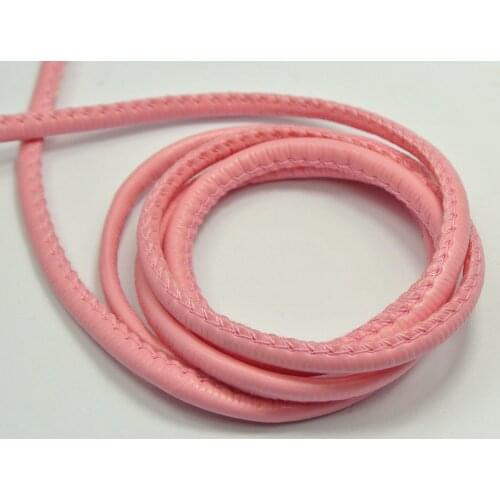 32.8 Feet Pink Stitched Round Soft Synthetic Leather String Jewelry Cord 5mm