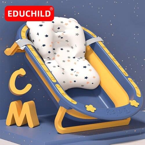 Educhild Foldable Baby Bathtub Large Capacity Infant Bath Barrel Comfortable Household Baby Shower Bath Tub 0-15Y Supplies
