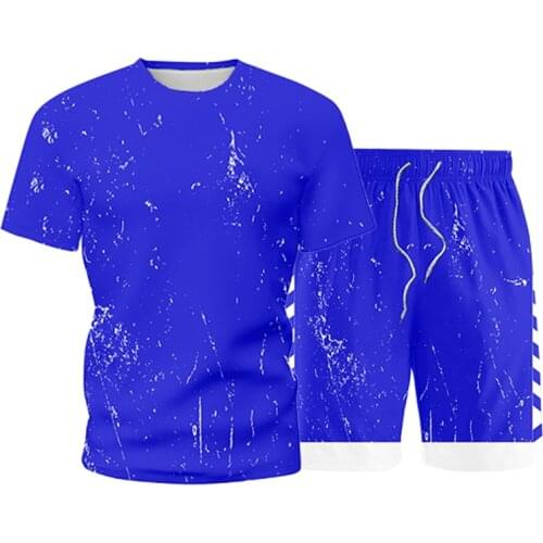 Jogging Suit Summer Mens Tracksuit Printed Two Pieces Set 2021 Summer Men Sportswear Set T-Shirt+Shorts Clothing Loose Outfits