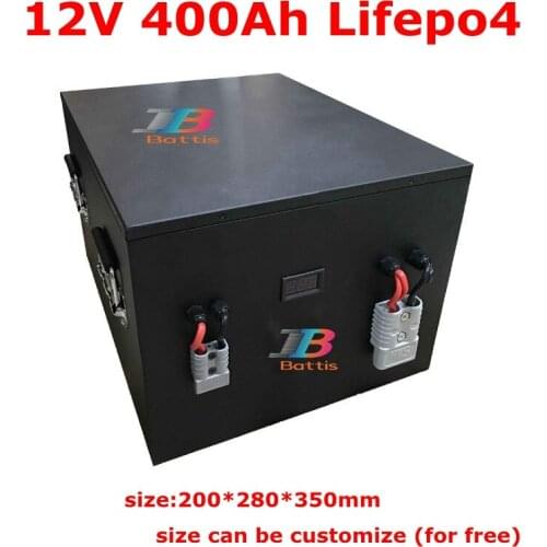Waterproof 12V 400AH Lifepo4 lithium batterie BMS 4S for 1500w Golf Carts Solar Storage inverter boat Car speaker + 20A charger
