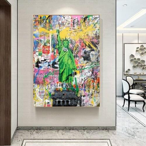 Liberty Street Graffiti Art Posters and Prints Funny Canvas Painting on The Wall Art Picture for Living Room Cuadro Home Decor