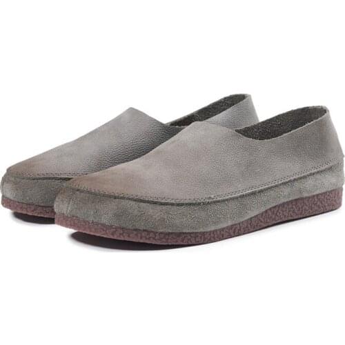 Womens shoes 2020 spring cowhide ncient art simple single shoes manual leather leisure comfortable soft sole shoecz