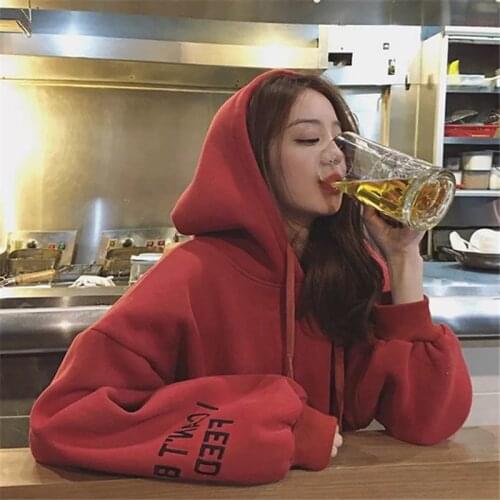 Bella Philosophy 2019 Winter Women Warm Hoodies Long Sleeve Korean Loose Sweatshirts Plus Velvet pullover Female Thick Coat Tops