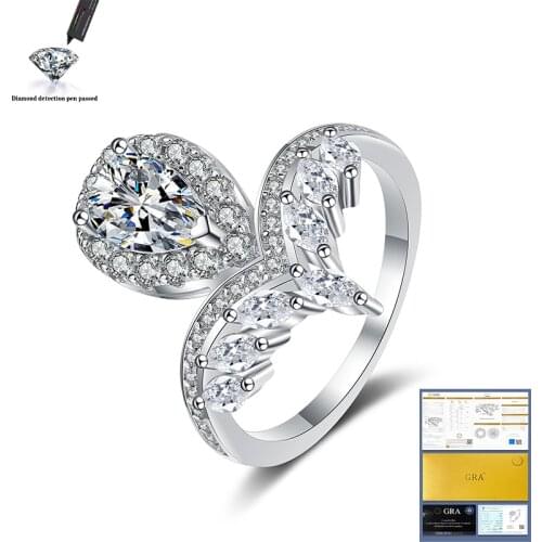 100% 925 Sterling Silver Ladies Ring Luxury Natural AAA Moissanite Jewelry Gemstone 1 Carat VVS 6.5mm Diamond Ring