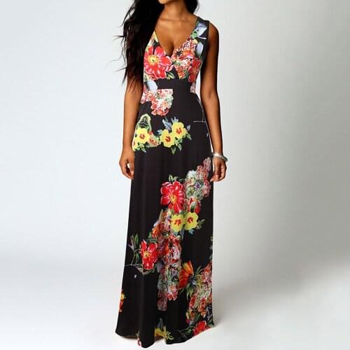 &35 Women Boho Maxi Dresses Sleeveless Summer Beach Long Party Floral Dress Off Shoulder Dress Plus Size Dresses