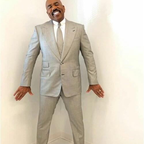 Winter Thick Gray Mens High Quality Pants Suits Plus Size Two Button Groom Best Man Coat Business Wedding Blazer (Jacket+Pants)