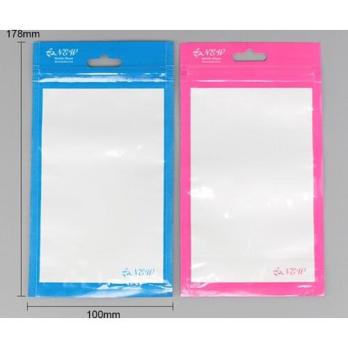 10.5*15cm USB Data Line Plastic Retail Packaging Bag Resealable Charger Cable Package Bags With Hang Hole