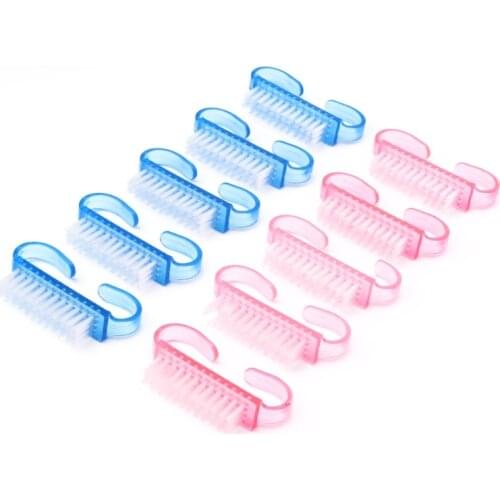 Y1UF 10Pcs Plastic Handle Nail Brushes Fingernail Cleaning Manicure Tools Accessories