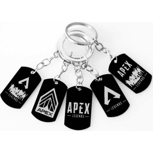 10 pcs/lot Hot game Apex legends keychain keyring black stainless steel Engraved Logo Pendants action figure toy gifts