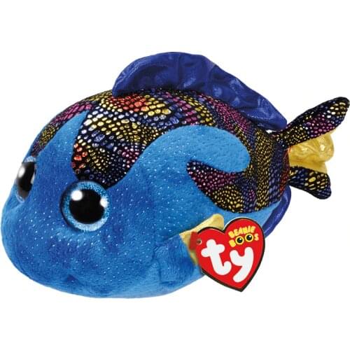 15 CM Ty Beanie Glittering Big Eyes Aqua Blue Foil Printed Fish Cute Plush Toy Stuffed Doll Kid Accompany Sleeping Birthday Gift