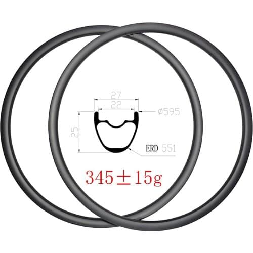 345g 27.5er MTB XC 27mm wide Hookless carbon fiber front 28H rear 32H UD 3K 12K matte glossy Crosscountry mounatian wheelset