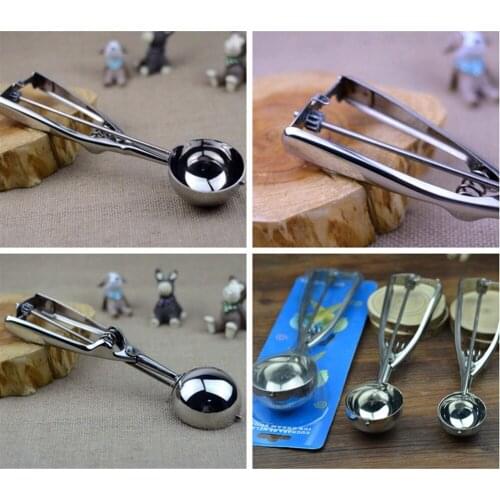 3x Stainless Steel Ice Cream Scoop 4 5 6cm Cookie Mash Muffin Spoon Kitchen Ball 2