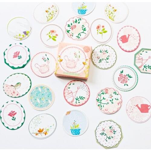 45 pcs/Box Fresh FlowerWords Garden Birds Decorative Stick Label Handbook Decoration