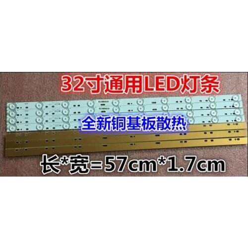 6pcs 32'' 570mm*17mm 10leds LED Backlight Lamps LED Strips w/ Optical Lens Fliter for TV Monitor Panel 30V New