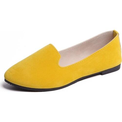 Candy Color Casual Flats Women Breathable Suede Pointed Toe Ballet Single Shoes Ladies Comfortable Pregnant Shoes Autumn PW111