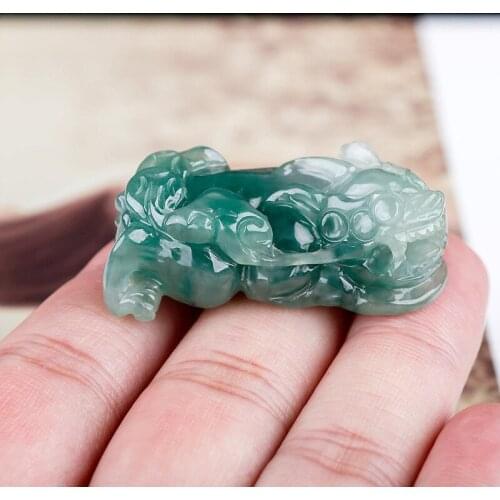 Burmese A Goods Emerald oil green money evil Pixiu pendant men and women jade necklace