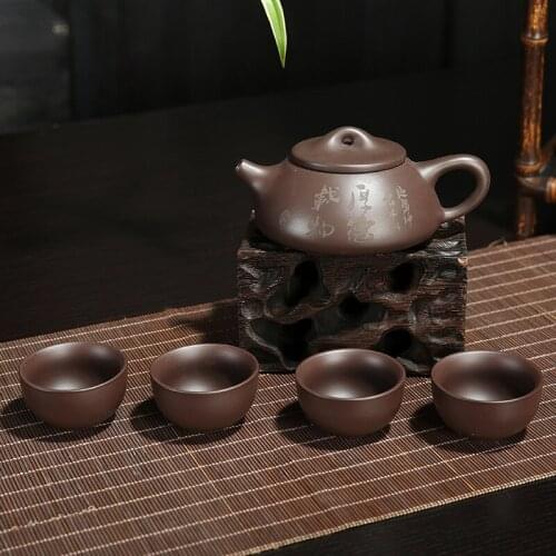 Stone ladle teapot a pot of 4 cups portable travel tea set is the best choice for tea products with Chinese characteristics