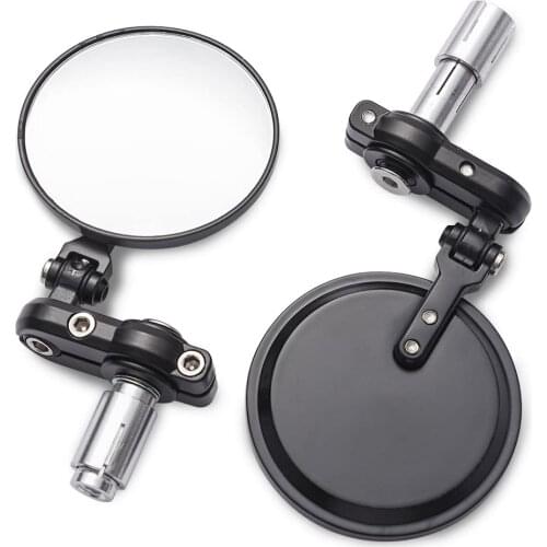 Motorcycle Black 7/8" Round Bar End Rear Mirrors Moto Motorcycle Motorbike Scooters Rearview Mirror Side View Mirrors Cafe Racer