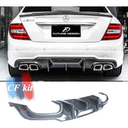 Carbon Fiber Diffuser For Mercedes Benz C Class W204 Rear Lip Bumper Spoiler 2011 - 2013 Car Accessories